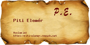 Piti Elemér névjegykártya